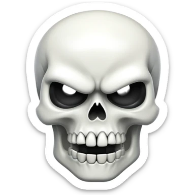 angry skull ios style sticker