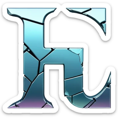 Stylized letter T with glitch effects or cracked edges sticker