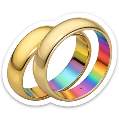 2 wedding bands, one is white gold, one band is yellow gold  sticker