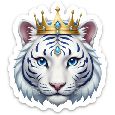 ESO Female white tiger khajiit leader of the umbral rose, blue eyes, blue 'third eye' gem, something symbolizing leadership ruling sticker