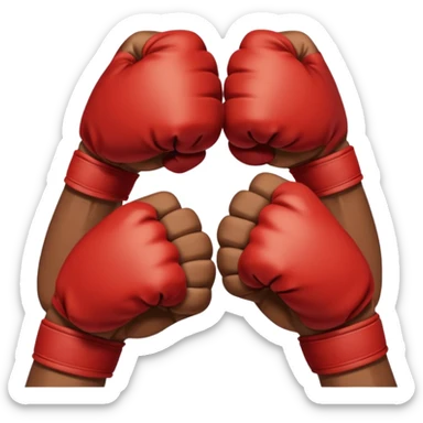 a sideways view of two sets of hands boxing sticker
