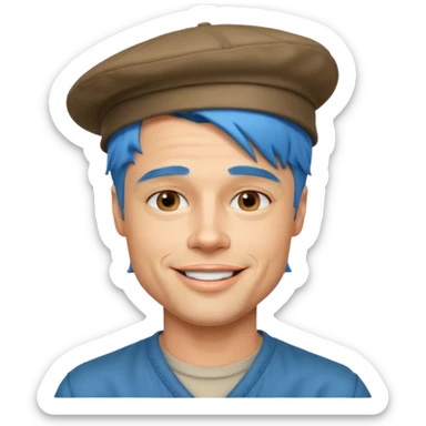 brad pitt, blue hair, hat sticker