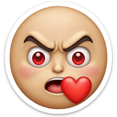 Cara de emoji enfadado con un corazón  sticker