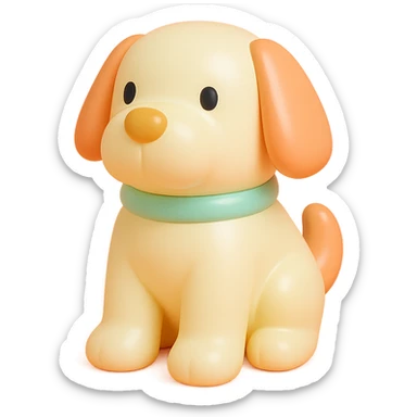               Transform {subject} into a soft vinyl figure with a smooth, glossy surface. The material should look slightly rubbery and tactile, with minimalistic curves and a matte-gloss hybrid finish. Use pastel or soft solid colors. The surface is seamless, with no visible textures or roughness. Studio lighting, vibrant background, clean, playful, designer toy aesthetic and no shadows. {subject} = dog sticker