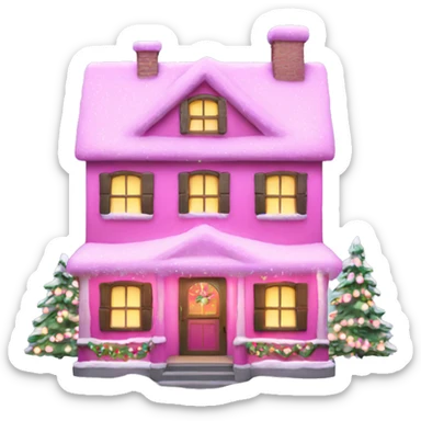 Pink lighted Christmas house  sticker