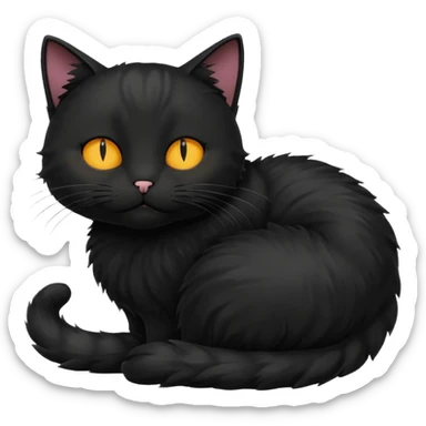 Curled Sleeping Cat black sticker