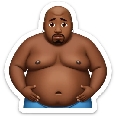 tupac, crying, really fat and obese belly sticker