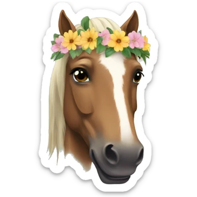 horse with a flower crown sticker