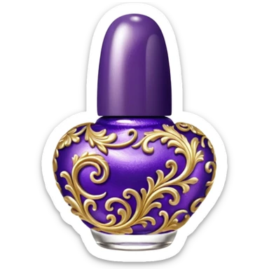 gold and dark purple rococo inflatable puffy nail polish sticker