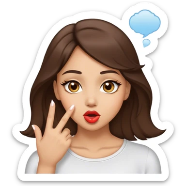 Light skin brunette with light brown eyes blowing a kiss  sticker