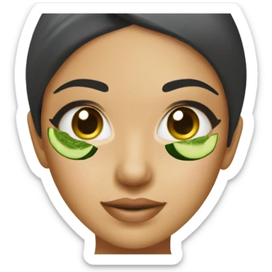A girl with cucumber spa on her eyes  sticker
