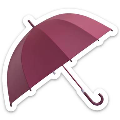 burgundy umbrella with a geometric pattern in 3D emoji style sticker