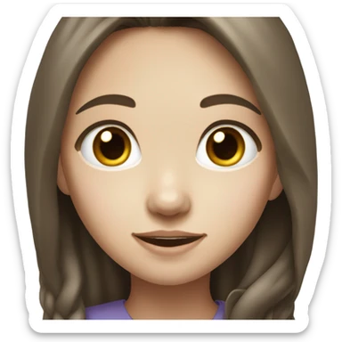 a girl with WHİTE skin LONG BROWN WAVY hair and chinese girl sticker