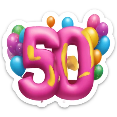 Pink happy 50th birthday banner  sticker