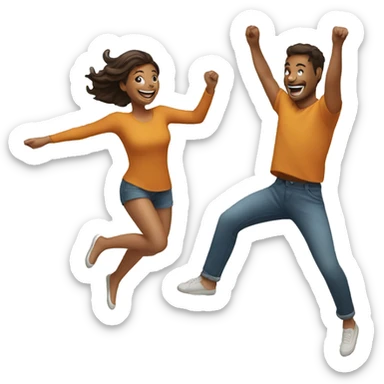 a couple jumping happy sticker