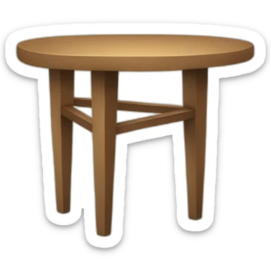 a table with three legs; one leg is missing sticker