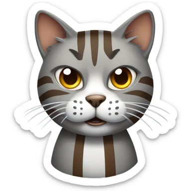 Stripy grey and brownish cat angry sticker