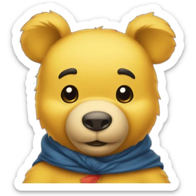 pooh face in front of china country flag sticker