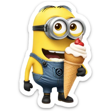 Minion with ice cream sticker