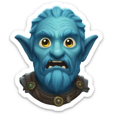 surprised stunned, firbolg spectral giant blue sticker