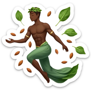 Spinach leaves, almonds, dark chocolate, and seeds floating around a relaxed body silhouette. Light beams flowing from these foods to the body's muscles and nervous system, creating a soothing, calming effect visualized as a gentle glow throughout the body. sticker