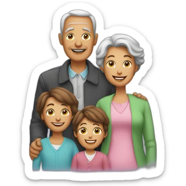 Family with mon, dad, grandma, grandad and kids sticker