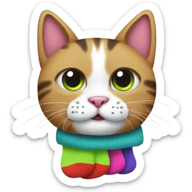 cat with socks sticker