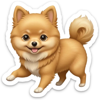 Create a cute tiny golden pomerania small not so furry- running playing and so sticker