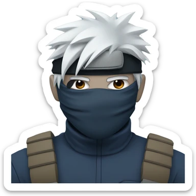 Kakashi with mask and forehead protector covering one eye sticker