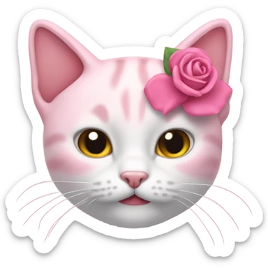un chat avec un noeud rose sticker