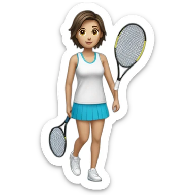 brunet short hair girl tennis sticker