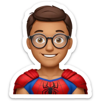 Spiderman, wearing gladiator cloth, big round glassed sticker