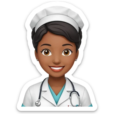 A black female nurse standing sticker