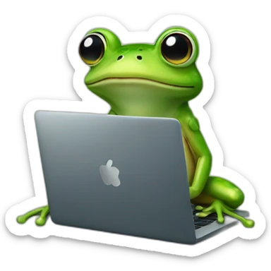 frog doing webdesign and being cute sticker