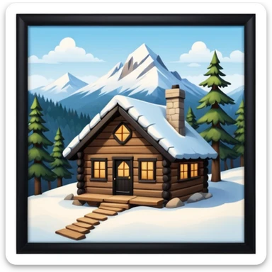 Snowy little cabin mountain woods sticker