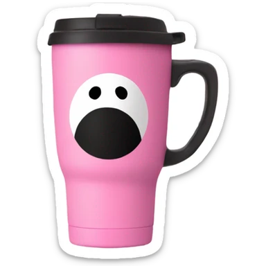 pink travel mug with a handle - no face sticker