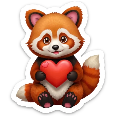 red panda holding a red emoji heart sticker