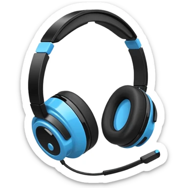 cartoon Meta Quest 2 headset, simplified shapes, white and black, with a touch of blue for highlights, cheerful expression sticker