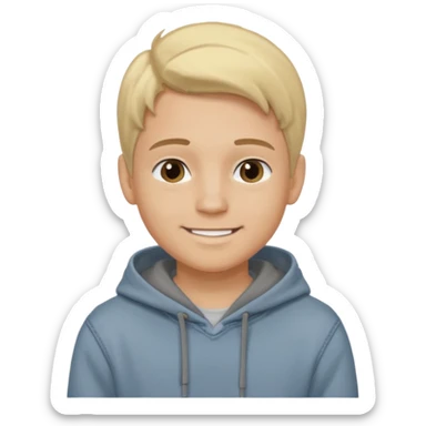 Kjekk gutt (lys i huden) som har pynta seg. Har på seg Jeans og grå hette genser og håret skal være  midtskill og fargen på håret er blondt. Litt øyevipper men ikke mye og litt mørke brun. Skal se HOT Å SEXY UT smile mer!!! sticker