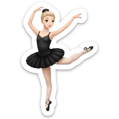 full body balet with black tutu holding ball sticker