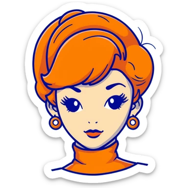 orange hair styled in a retro bouffant sticker