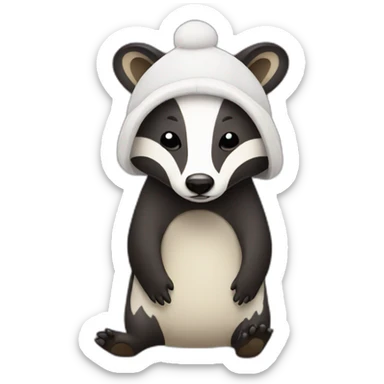 A cute badger with a sleep hat sticker