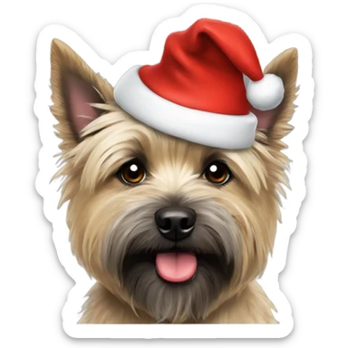 Cairn terrier wearing Santa hat sticker