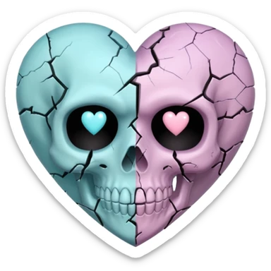 pastel goth heart with pastel skull sticker