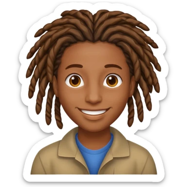 short, brown skin, locs sticker
