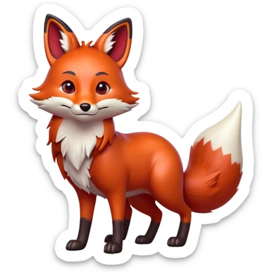cinematic-[fox]-realistic-full-body-standing on all fours-emoji,-tail-tucked-close,-head-tilted-dramatically,-fox-[red]-fur,-simplified-yet-realistic-focused-features,-highly-detailed,-glowing-with-an-almost-sarcastic-glow big antlers sticker