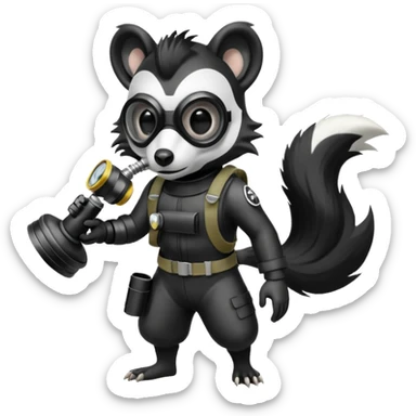 SKUNK WITH GAS MASK sticker