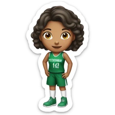 Hispanic girl playing basketball green uniform sticker