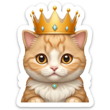 Scottish fold ears kitten with crown  sticker