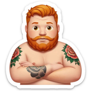 Fat ginger guy getting a tattoo  sticker